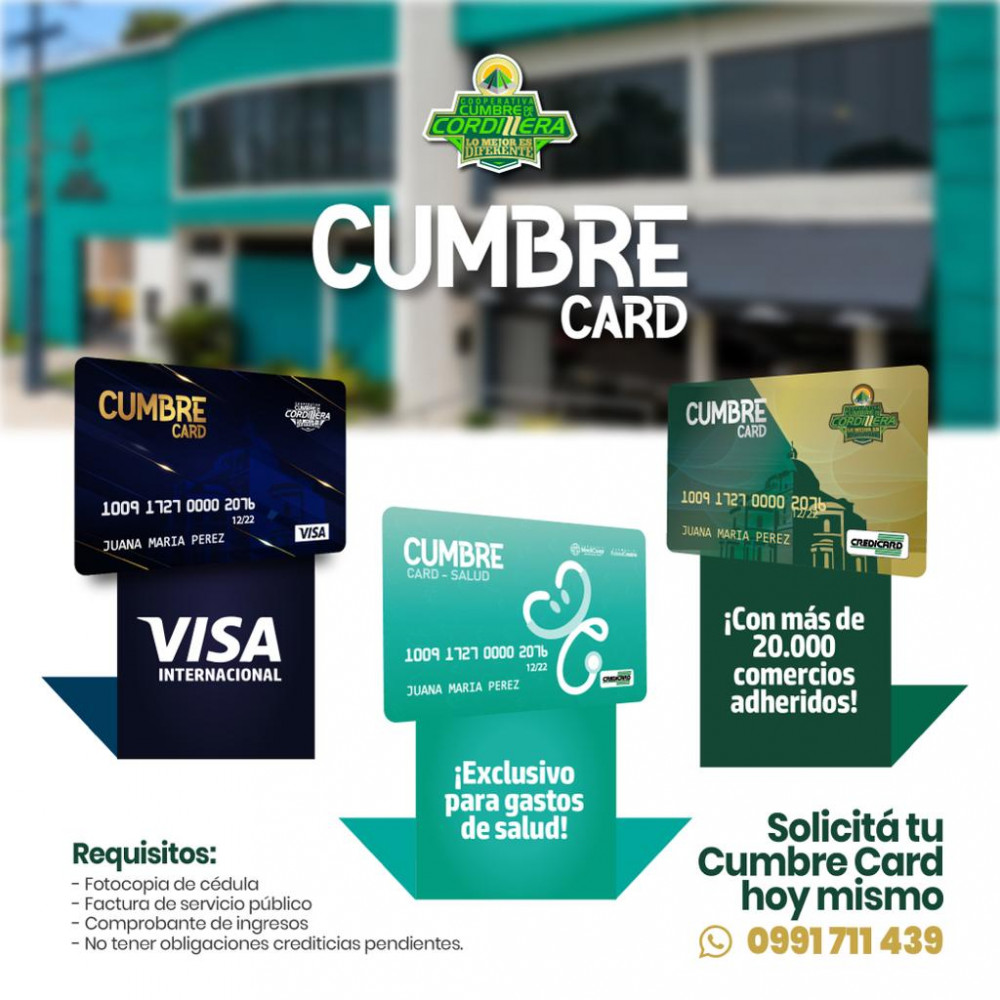 Cumbre Card, Visa, Salud y Credicard
